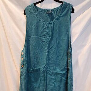 AKS Dress By Amy K Su Denim Green Size 1XL Light Weight Sleeveless